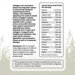 Product label with text and amino acid profile on a nature-themed background