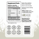 Supplement label with detailed nutritional information and branding for Kosher Carnivore on a white background.